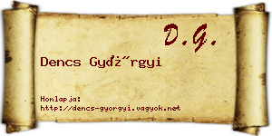 Dencs Györgyi névjegykártya