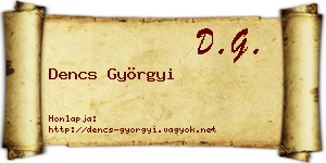 Dencs Györgyi névjegykártya